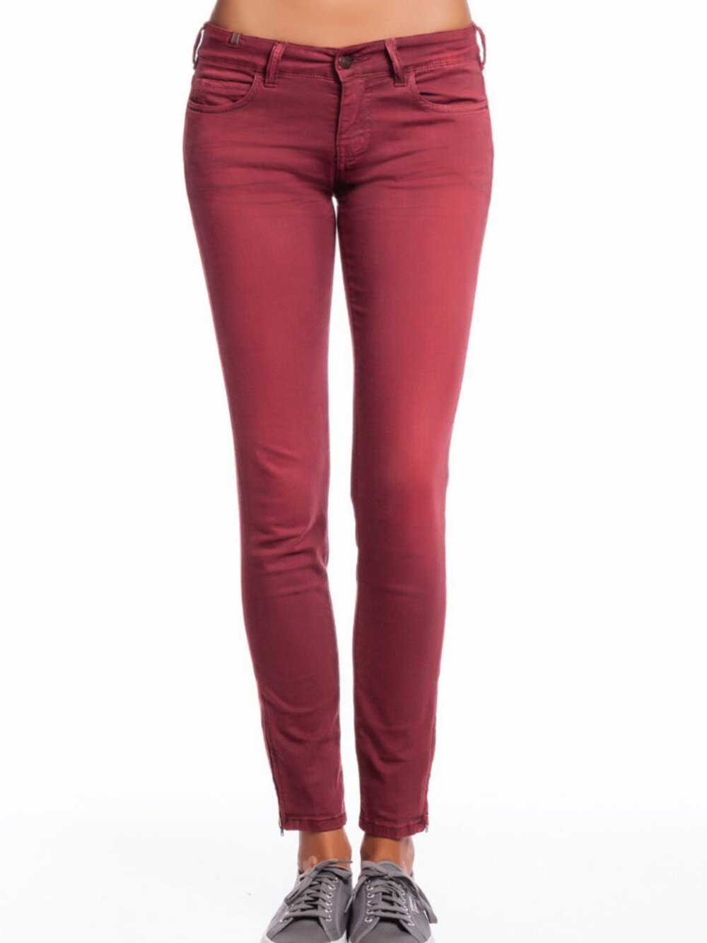 Notify Women's Red Bamboo 75 Denim WTD758 Lowrise Skinny Jeans Ankle Zipper NEW